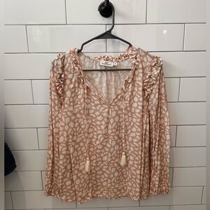 VINEYARD VINES Giraffe Geo Print Ruffle Blouse